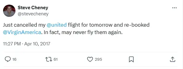 Tweets that impacted United Airlines’ online reputation