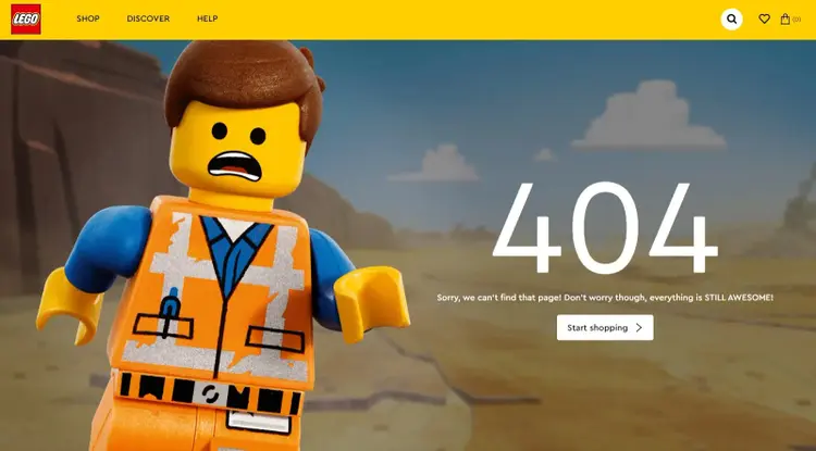 An error page on Lego's website