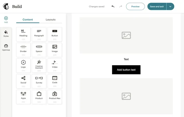 Mailchimp's email builder