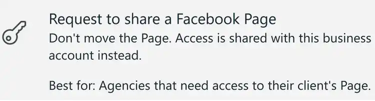 “Request to share a Facebook Page” option