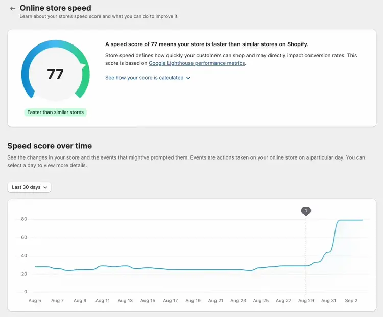 Shopify's Online Store Speed Report