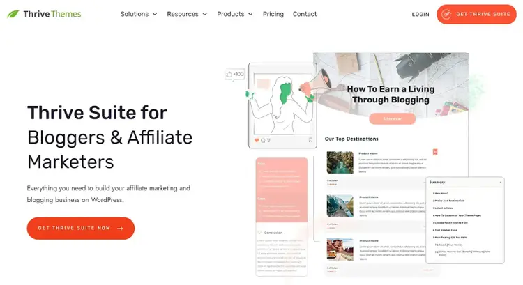 Thrive Themes marketing page showing Thrive Suite for Bloggers & Affiliate Marketers