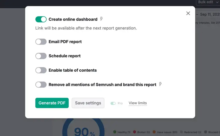 Online dashboard generator