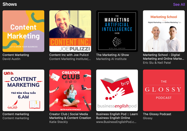 list of seo related podcasts in apple