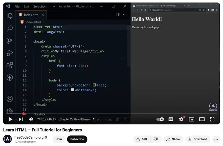 HTML tutorial on YouTube walks through the process.