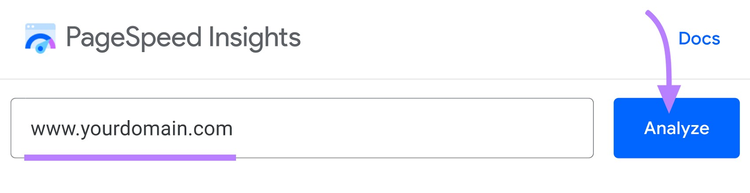 PageSpeed Insights search bar