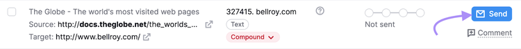“Send” button highlighted in the top right corner
