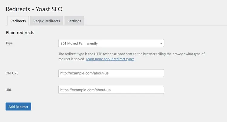 The redirect type here is 301 move permanently with the old http URL redirecting to the https URL.