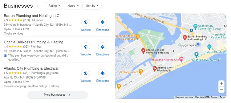 Google Local Pack results