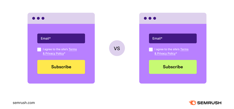 an infographic showing two email opt-in forms with different variables