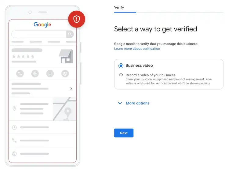 select a way to get verified