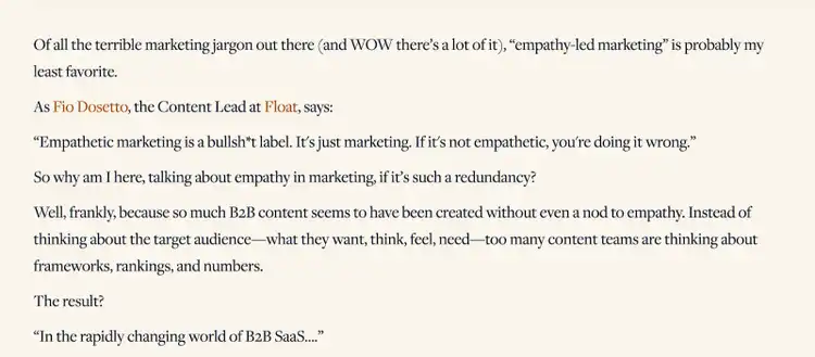 Short sentences, small paragraphs, limited jargon, and active voice used on a blog post by Beam Content.