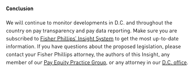 Fisher Phillips' article conclusion, with CTAs highlighted