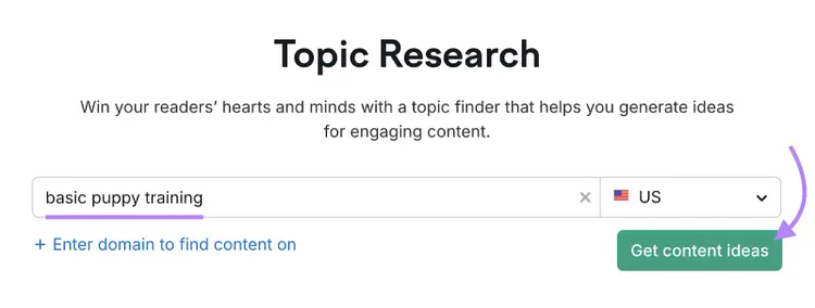 Example search is "basic puppy training."