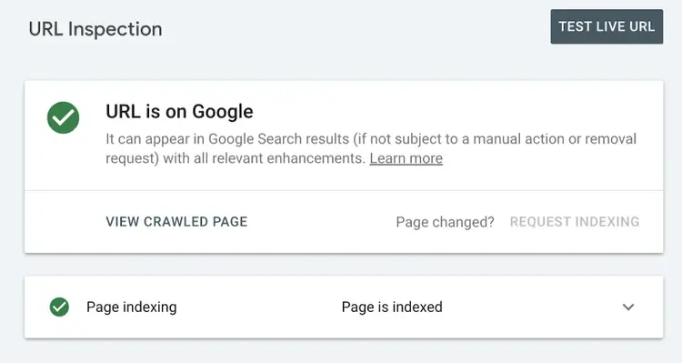 The URL is on Google and displays a green checkmark.