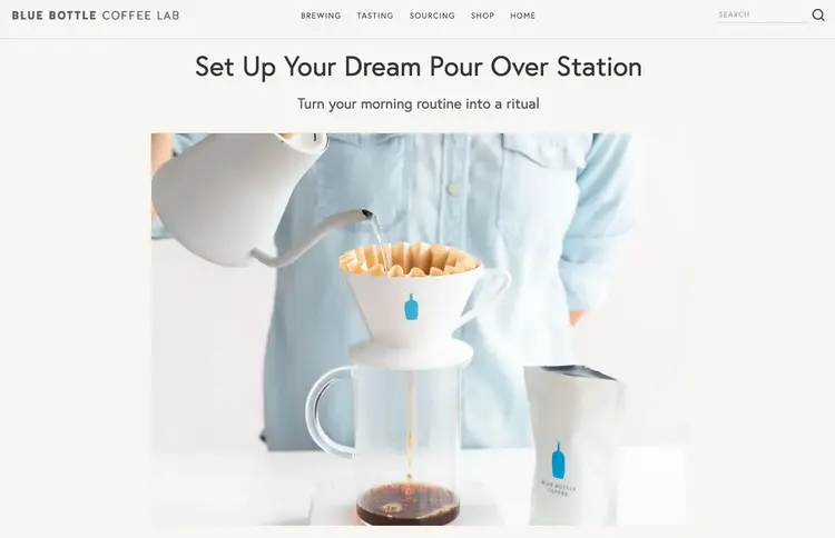 Blue Bottle Coffee Lab page Set Up Your Dream Pour Over Station with pour-over brewing image