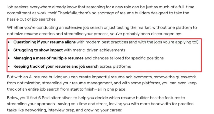Pain points are presented as bullet points in the introduction.