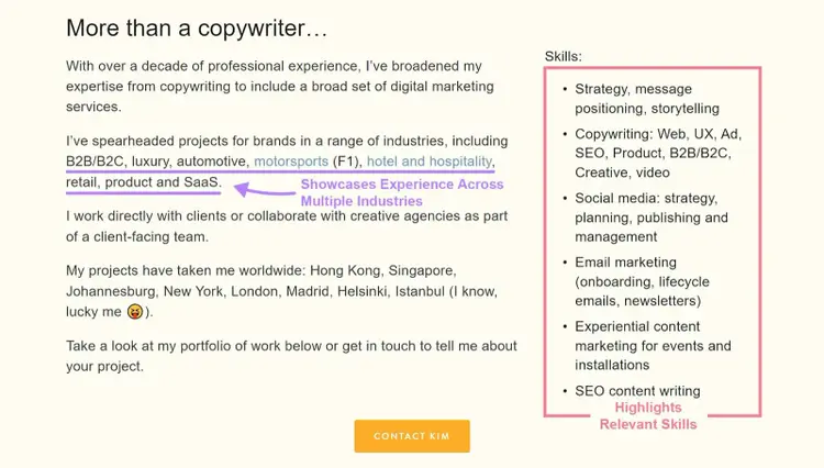 Kim Hobson's copywriting portfolio
