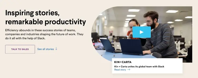 Slack's customer stories page