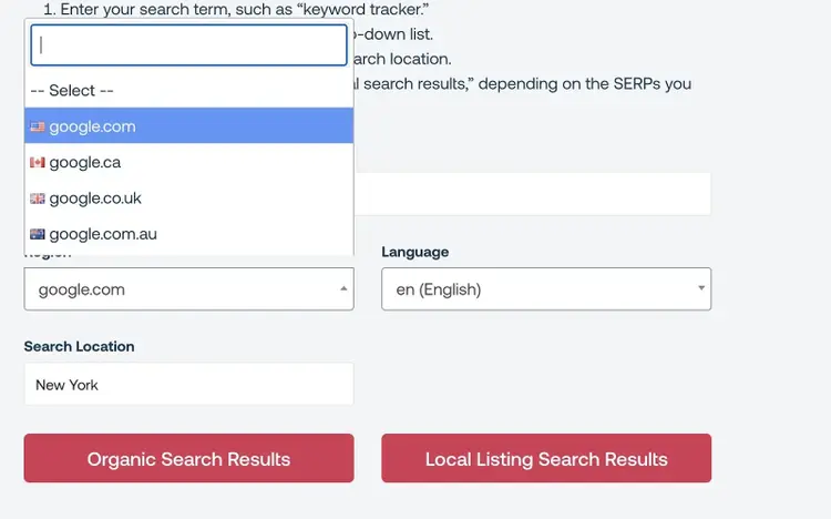 The "Spyglass" tool on Keyword.com to simulate Google SERPs for any location or regional domain.