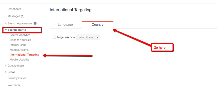 Google Webmaster International Targeting