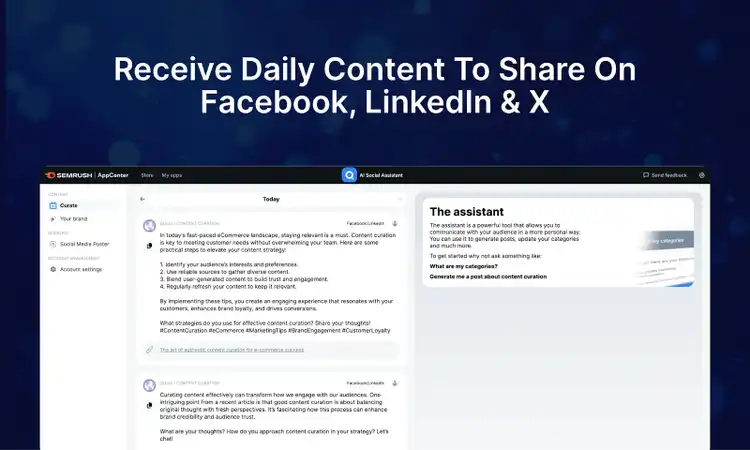 AI Social Assistant generating daily content for Facebook, LinkedIn, X