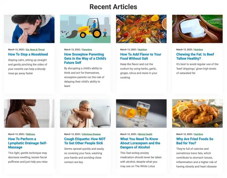 Recent articles by Cleveland Clinic covering the main topics their providers help patients with.