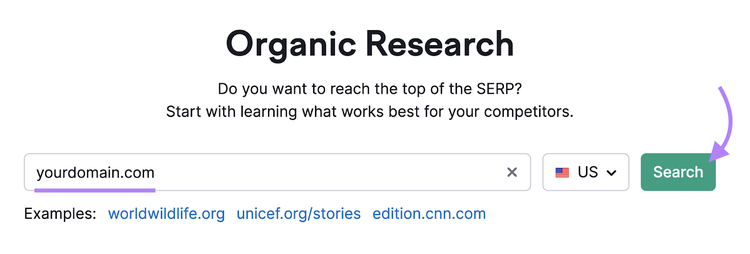 organic rankings tool start