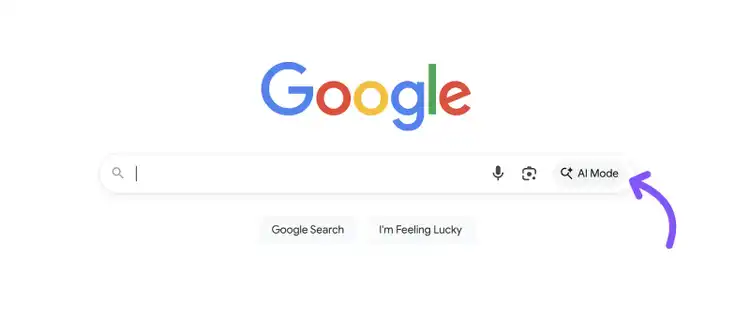 Google Search homepage with AI Mode button visible