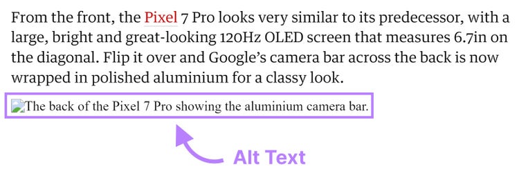 Alt text of a broken image as shown to users when visiting a blog post.