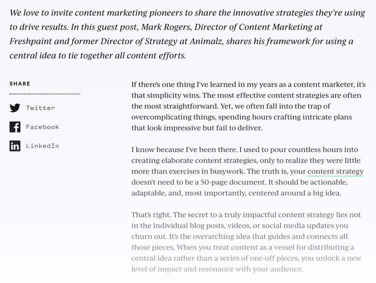 Article by animalz.co on creating an effective content strategy