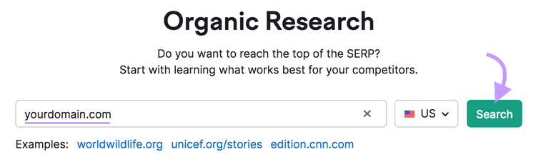 Organic Rankings tool
