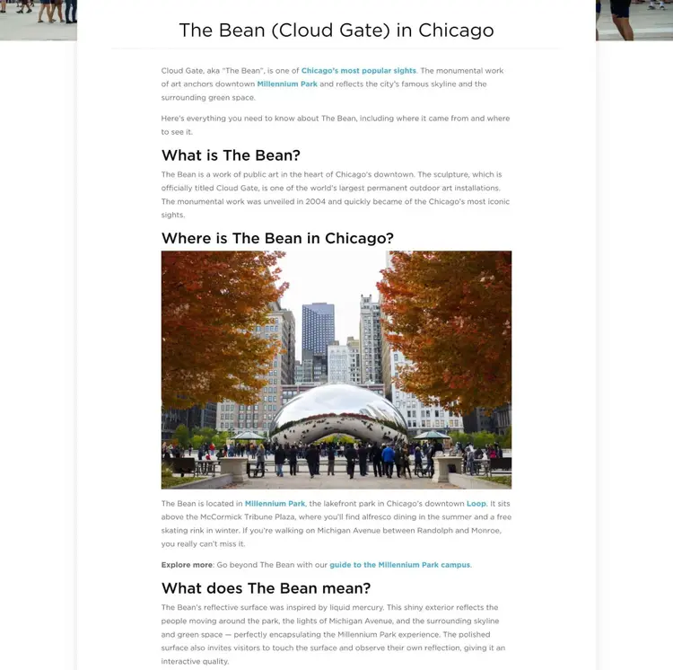 An FAQ page by Choose Chicago targeting multiple short, mid, and long-tail keywords.