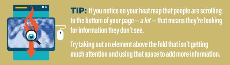 Illustration: heat map concept with cursor and magnifying glass showing page scrolling patterns