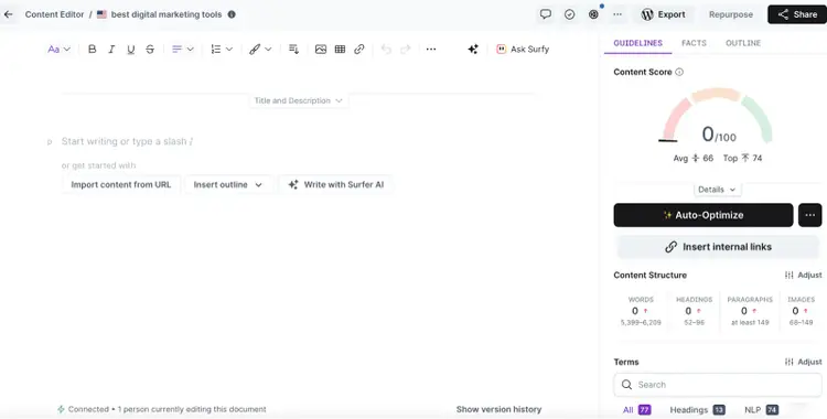 Content editor is currently blank