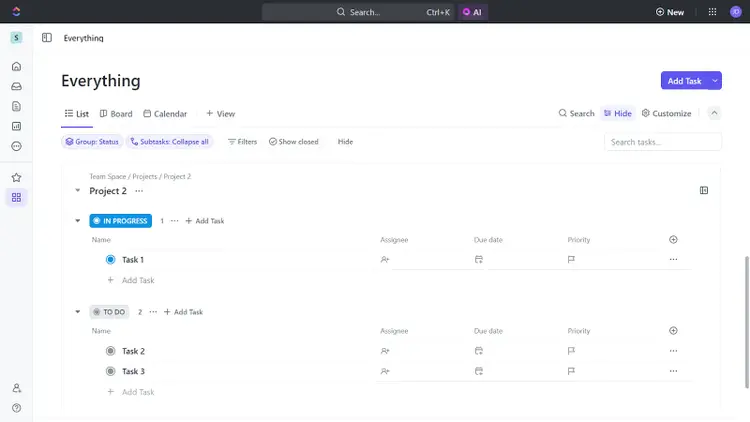 ClickUp interface