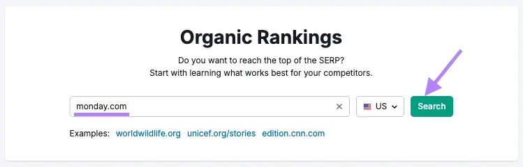 Organic Rankings tool page prompting users to learn from competitors