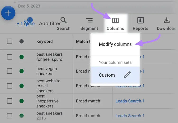 Modify columns