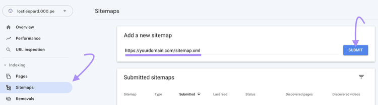 a screenshot showing steps to submitting a sitemap to Google