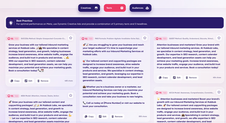 text generated ads from Adcreative.ai