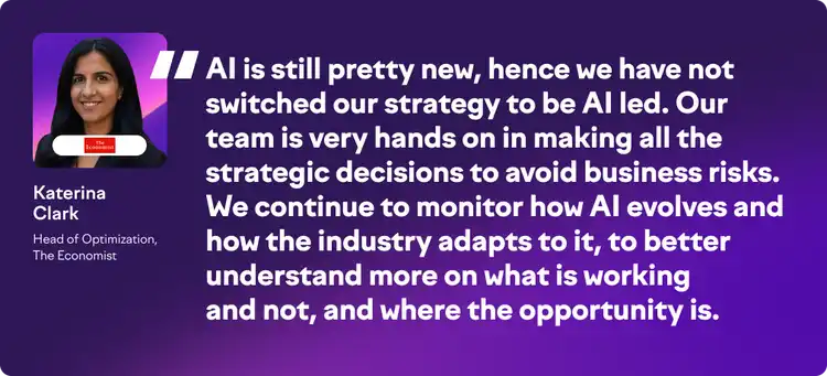 Quote card from Katerina Clark about monitoring AI evolution and maintaining hands-on strategic decision-making.