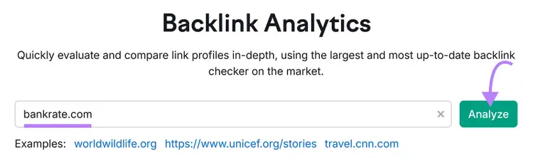 Backlinks tool start