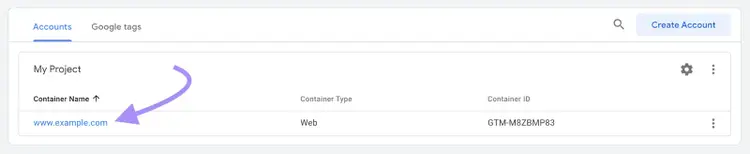 GTM container selection