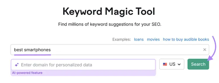 keyword entered into tool