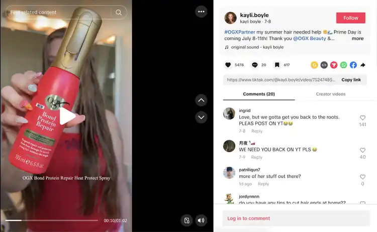 An influencer creates a post with a partner advertising their product.