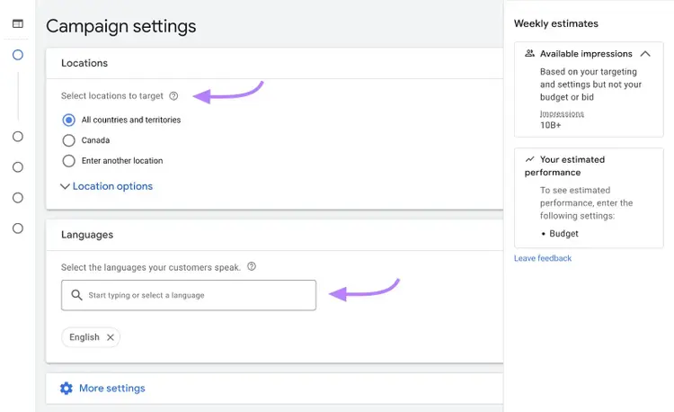 Final steps in setting up Google Display Ads