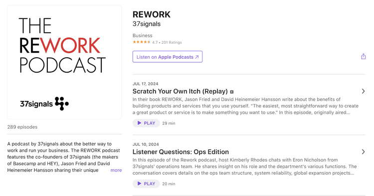 Podcast landing page on Apple Podcasts