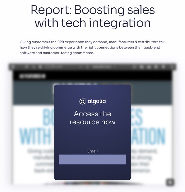 Algolia's report on tech integrations to boost sales opt-in form
