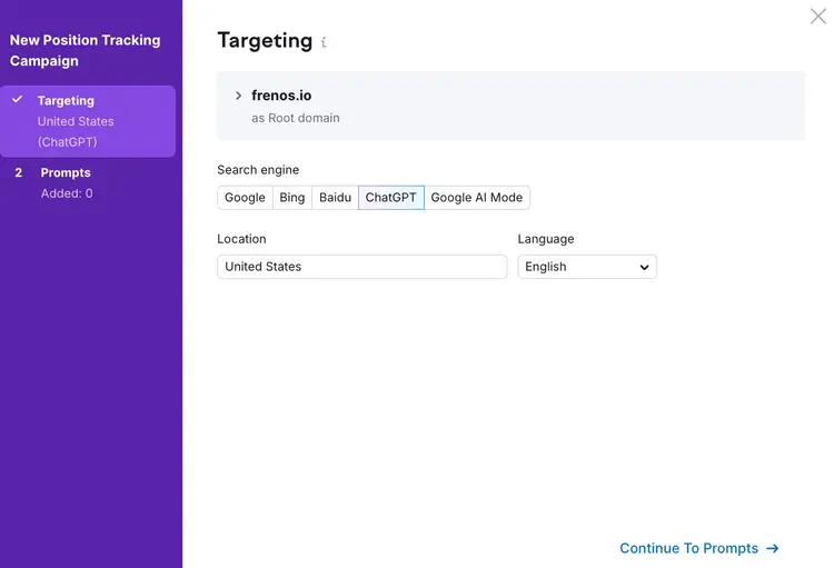 Tracking rankings with Semrush