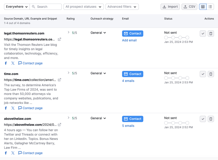 In Link Building tool you can send and track your outreach emails